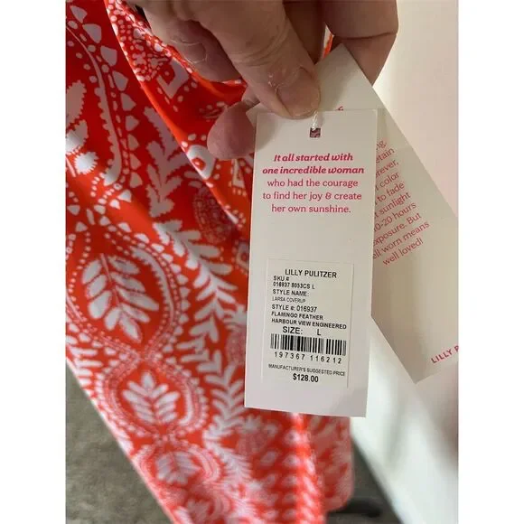 Lilly Pulitzer Women's Orange & White Sleeveless Shift Dress Casual/cover up - Picture 7 of 7